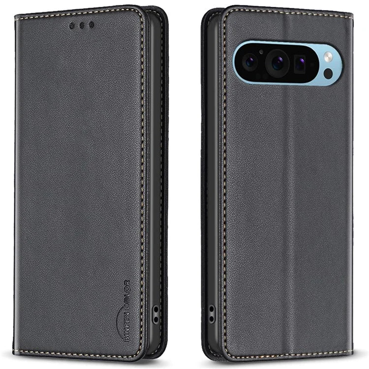 BINFEN COLOR BF18 For Google Pixel 9 Leather Case Magnetic Closure Flip Phone Cover Full Body Protection