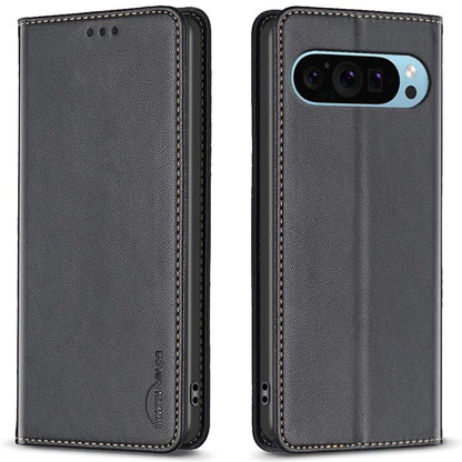 BINFEN COLOR BF18 For Google Pixel 9 Leather Case Magnetic Closure Flip Phone Cover Full Body Protection