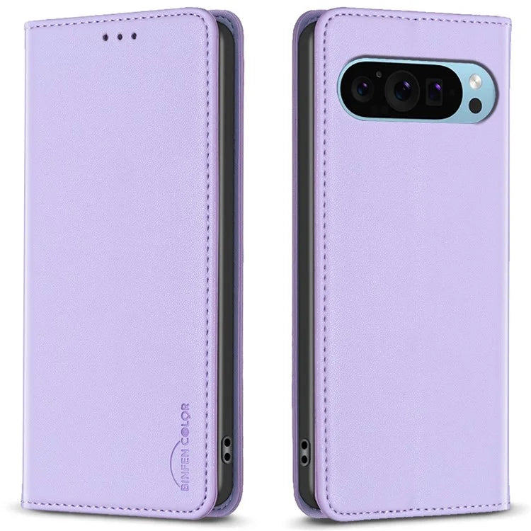 BINFEN COLOR BF18 For Google Pixel 9 Leather Case Magnetic Closure Flip Phone Cover Full Body Protection