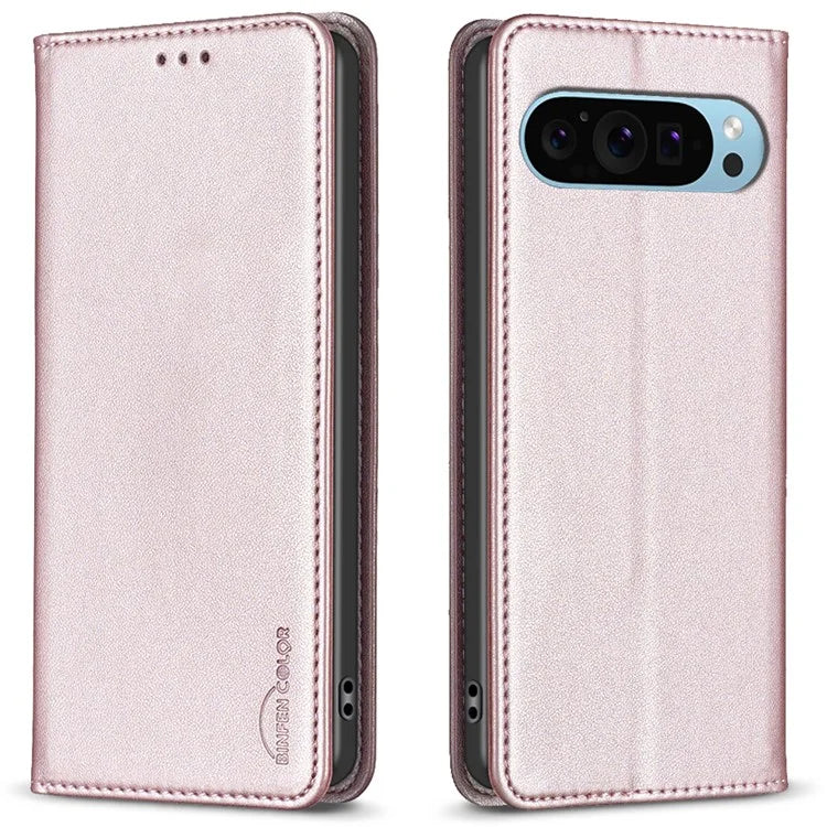 BINFEN COLOR BF18 For Google Pixel 9 Leather Case Magnetic Closure Flip Phone Cover Full Body Protection