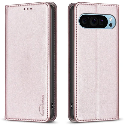 BINFEN COLOR BF18 For Google Pixel 9 Leather Case Magnetic Closure Flip Phone Cover Full Body Protection