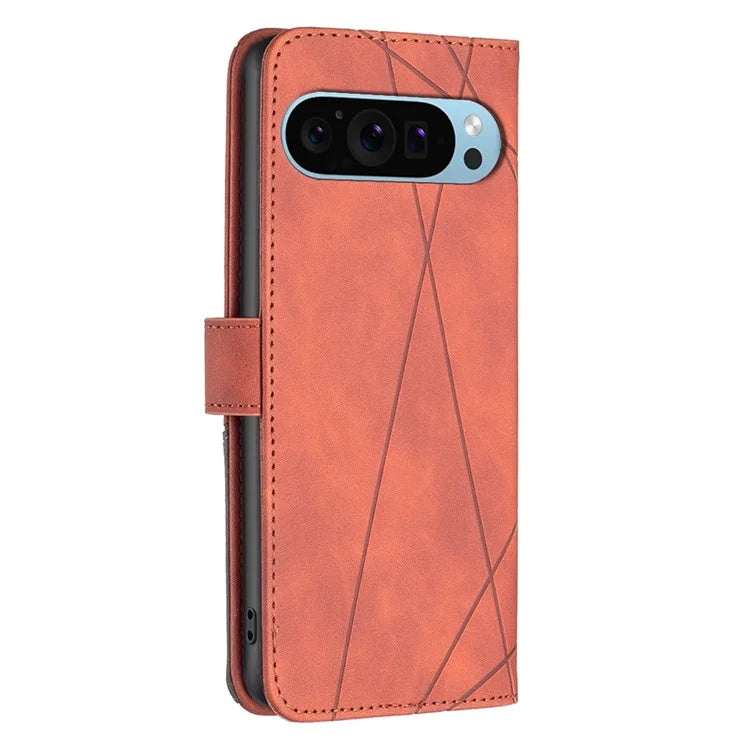 BINFEN COLOR BF05 For Google Pixel 9 Case Leather Wallet Geometric Phone Cover