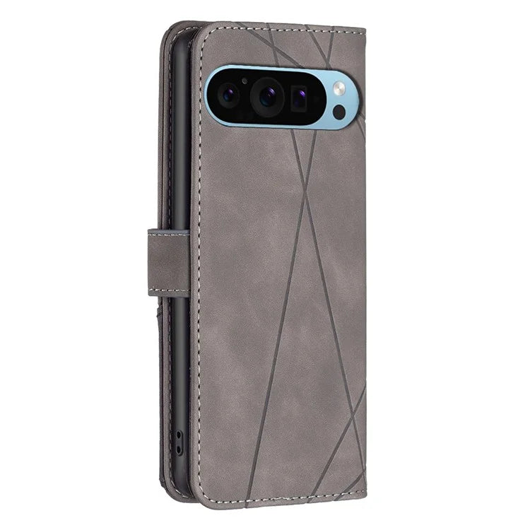 BINFEN COLOR BF05 For Google Pixel 9 Case Leather Wallet Geometric Phone Cover