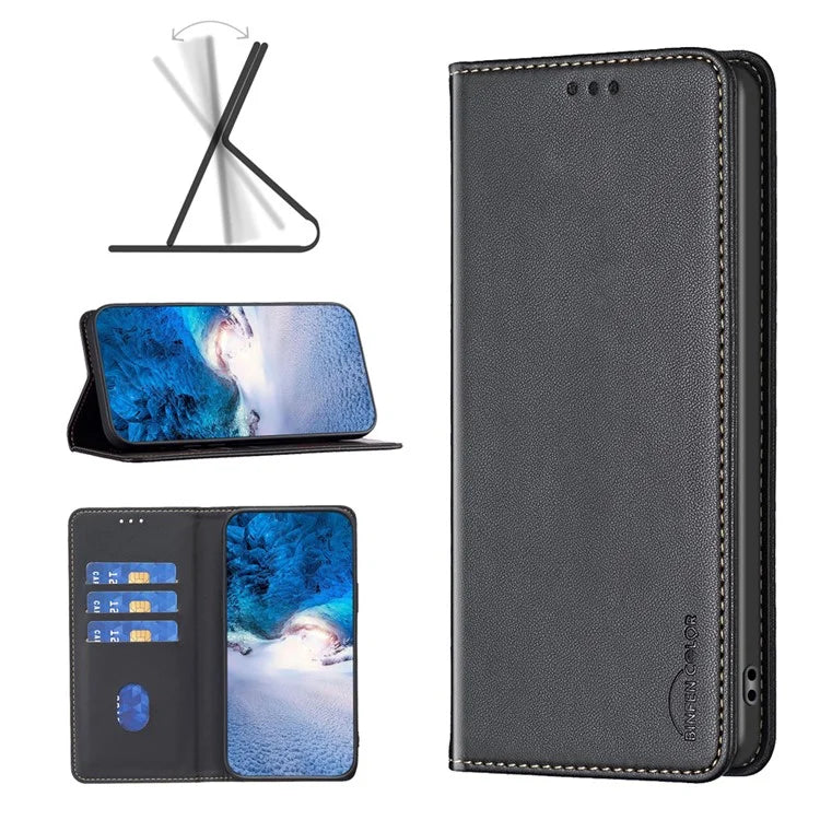 BINFEN COLOR BF18 For OnePlus 12R 5G / Ace 3 5G Case Magnetic Closure Leather Folio Phone Cover