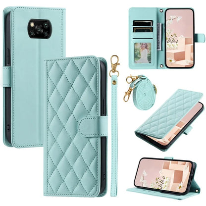 For Xiaomi Poco X3 / Poco X3 NFC / Poco X3 Pro Wallet Case PU Leather+TPU Phone Cover Rhombus Grid Pattern