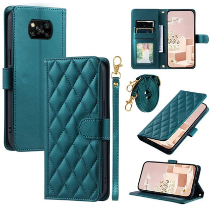 For Xiaomi Poco X3 / Poco X3 NFC / Poco X3 Pro Wallet Case PU Leather+TPU Phone Cover Rhombus Grid Pattern