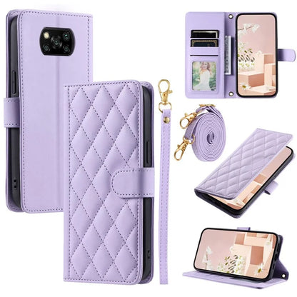 For Xiaomi Poco X3 / Poco X3 NFC / Poco X3 Pro Wallet Case PU Leather+TPU Phone Cover Rhombus Grid Pattern