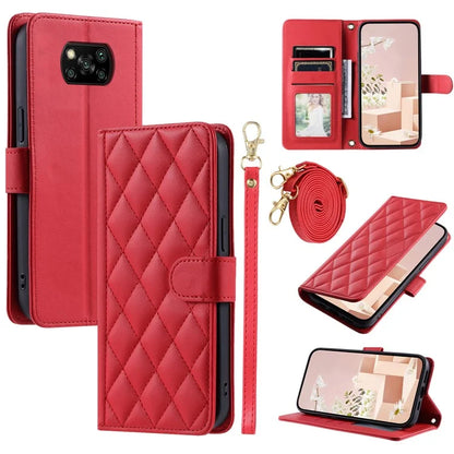 For Xiaomi Poco X3 / Poco X3 NFC / Poco X3 Pro Wallet Case PU Leather+TPU Phone Cover Rhombus Grid Pattern