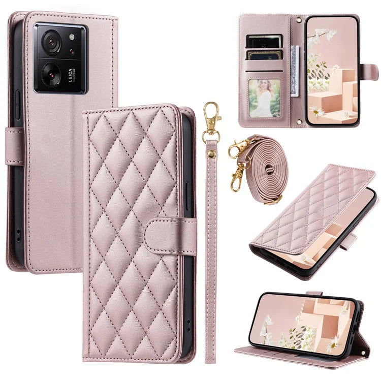 For Xiaomi Redmi K60 Ultra / 13T / 13T Pro Case Magnetic Rhombus Grid Pattern Leather Phone Cover