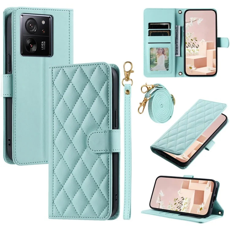 For Xiaomi Redmi K60 Ultra / 13T / 13T Pro Case Magnetic Rhombus Grid Pattern Leather Phone Cover
