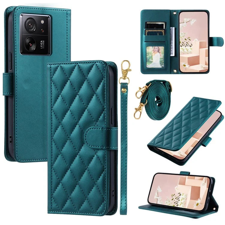 For Xiaomi Redmi K60 Ultra / 13T / 13T Pro Case Magnetic Rhombus Grid Pattern Leather Phone Cover