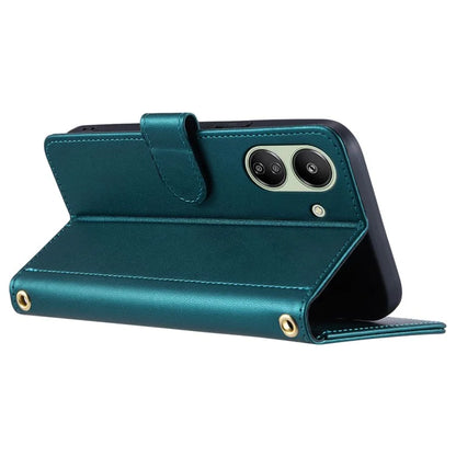 For Xiaomi Redmi 13C 4G / Poco C65 4G Case Wallet Rhombus Grid Pattern Phone Cover with Hand Strap