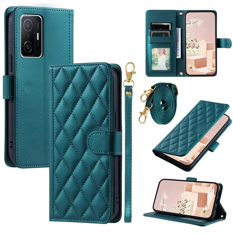 For Xiaomi 11T / 11T Pro Leather Case Wallet Card Holder Phone Cover with Shoulder Strap