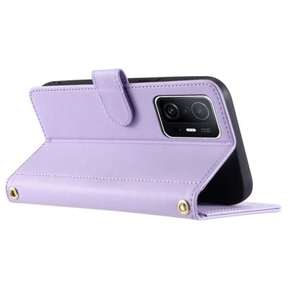 For Xiaomi 11T / 11T Pro Leather Case Wallet Card Holder Phone Cover with Shoulder Strap