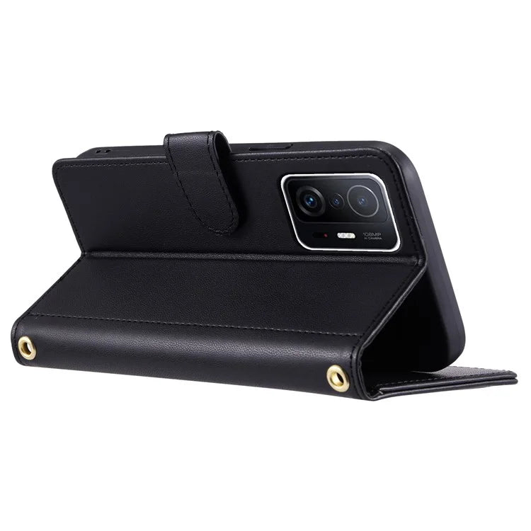 For Xiaomi 11T / 11T Pro Leather Case Wallet Card Holder Phone Cover with Shoulder Strap