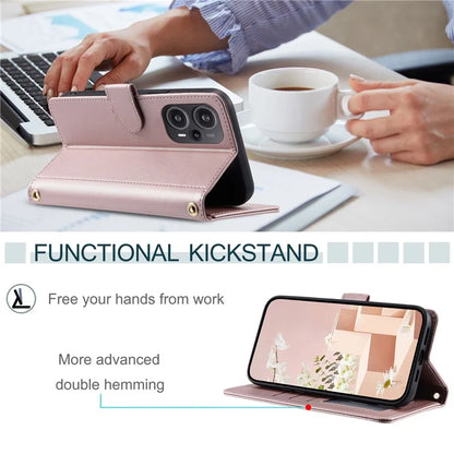 For Xiaomi Poco F5 5G / Redmi Note 12 Turbo Magnetic Case Rhombus Grid Leather Cover with Wrist Strap