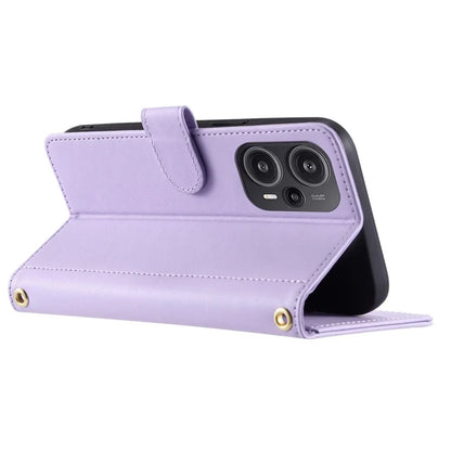 For Xiaomi Poco F5 5G / Redmi Note 12 Turbo Magnetic Case Rhombus Grid Leather Cover with Wrist Strap