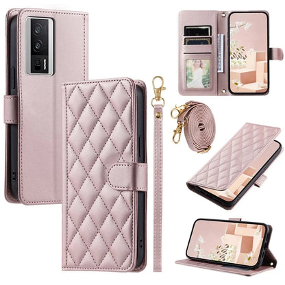 For Xiaomi Redmi K60 5G / Redmi K60 Pro 5G / Poco F5 Pro 5G Cell Phone Case Rhombus Grid Crossbody Cover