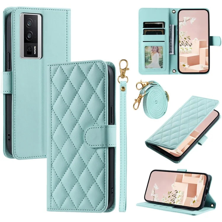 For Xiaomi Redmi K60 5G / Redmi K60 Pro 5G / Poco F5 Pro 5G Cell Phone Case Rhombus Grid Crossbody Cover