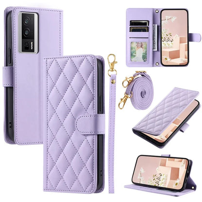 For Xiaomi Redmi K60 5G / Redmi K60 Pro 5G / Poco F5 Pro 5G Cell Phone Case Rhombus Grid Crossbody Cover