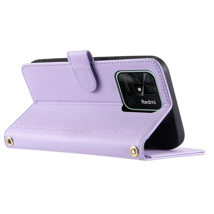 For Xiaomi Redmi 10C 4G / Redmi 10 (India) 4G / Redmi 10 Power Phone Case Rhombus Grid Leather Stand Cover