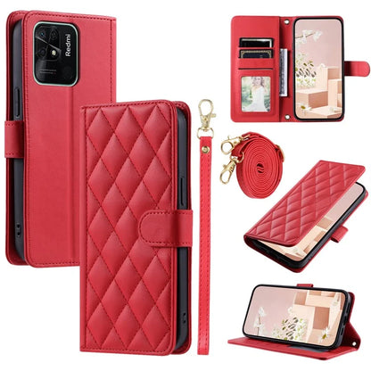 For Xiaomi Redmi 10C 4G / Redmi 10 (India) 4G / Redmi 10 Power Phone Case Rhombus Grid Leather Stand Cover