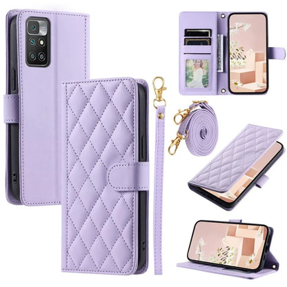 For Xiaomi Redmi 10 4G (2021) / Redmi 10 Prime / Redmi 10 2022 4G / Redmi Note 11 4G (MediaTek) Leather Case with Rhombus Grid Pattern