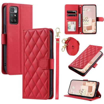 For Xiaomi Redmi 10 4G (2021) / Redmi 10 Prime / Redmi 10 2022 4G / Redmi Note 11 4G (MediaTek) Leather Case with Rhombus Grid Pattern