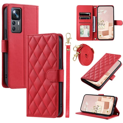 For Xiaomi Redmi K50 Ultra / 12T 5G / 12T Pro 5G Case Rhombus Grid Card Holder Phone Protective Cover