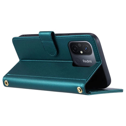 For Xiaomi Redmi 11A 4G / Poco C55 4G Case Rhombus Grid Stand Phone Guard Cover with 2 Straps
