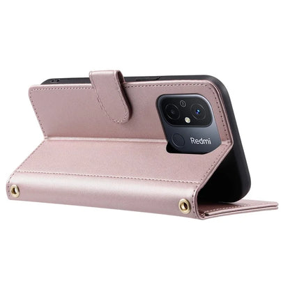 For Xiaomi Redmi 11A 4G / Poco C55 4G Case Rhombus Grid Stand Phone Guard Cover with 2 Straps
