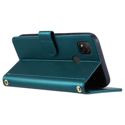 For Xiaomi Redmi 9C / Poco C31 / Redmi 9C NFC Cell Phone Case Rhombus Grid Leather Cover with 2 Straps