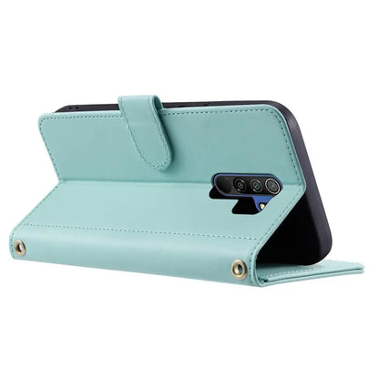 For Xiaomi Poco M2 / Redmi 9 / 9 Prime (India) Case Rhombus Grid Leather Wallet Phone Cover with 2 Straps