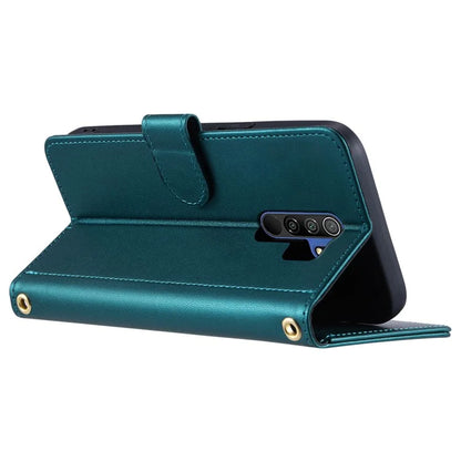 For Xiaomi Poco M2 / Redmi 9 / 9 Prime (India) Case Rhombus Grid Leather Wallet Phone Cover with 2 Straps