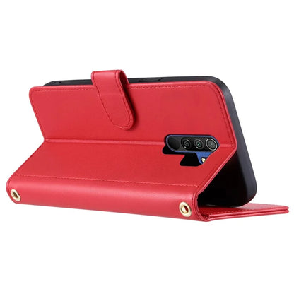 For Xiaomi Poco M2 / Redmi 9 / 9 Prime (India) Case Rhombus Grid Leather Wallet Phone Cover with 2 Straps
