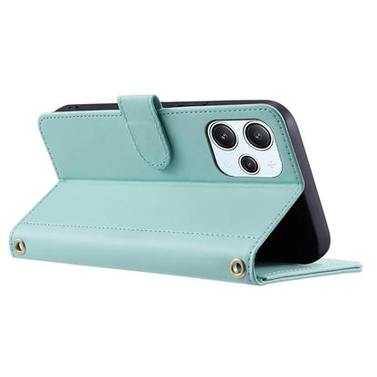 For Xiaomi Redmi 12 4G / Redmi 12 5G (Global) / Poco M6 Pro 5G Case Leather Wallet Anti-drop Phone Cover with 2 Straps