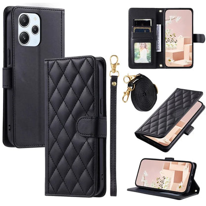 For Xiaomi Redmi 12 4G / Redmi 12 5G (Global) / Poco M6 Pro 5G Case Leather Wallet Anti-drop Phone Cover with 2 Straps