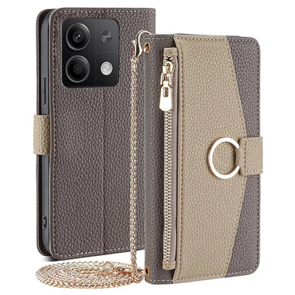 For Xiaomi Redmi Note 13 5G Wallet Case Shoulder Strap Mirror Inside Leather Phone Cover