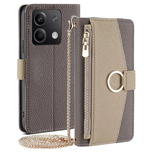 For Xiaomi Redmi Note 13 5G Wallet Case Shoulder Strap Mirror Inside Leather Phone Cover