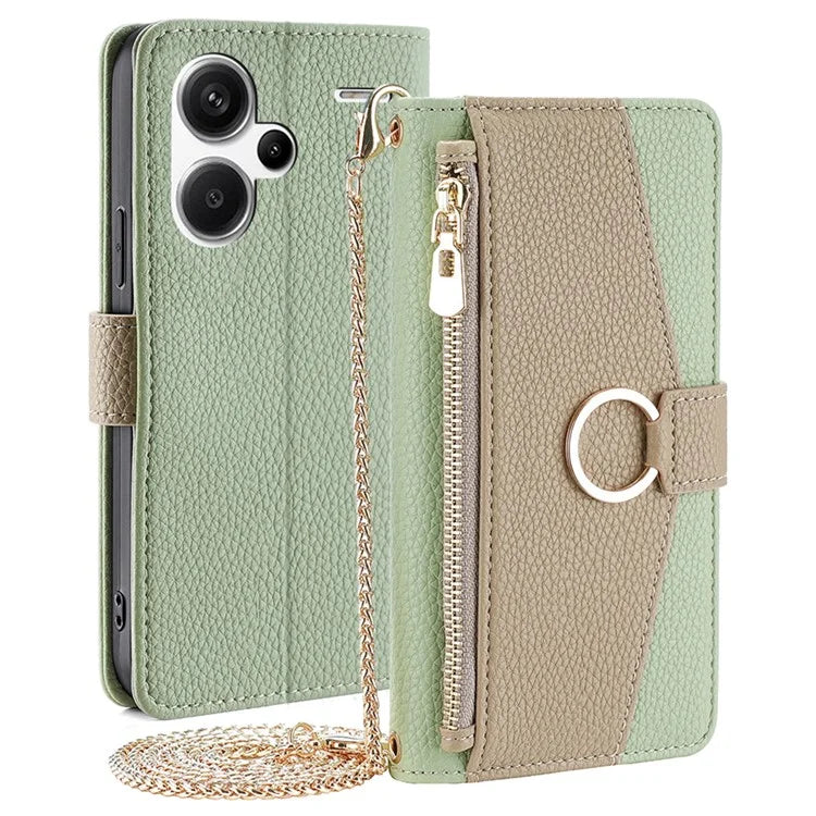 For Xiaomi Redmi Note 13 Pro+ 5G Crossbody Case Zipper Pocket Phone Cover with Makeup Mirror