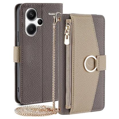 For Xiaomi Redmi Note 13 Pro+ 5G Crossbody Case Zipper Pocket Phone Cover with Makeup Mirror