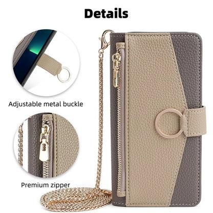 For Xiaomi Redmi Note 13 Pro+ 5G Crossbody Case Zipper Pocket Phone Cover with Makeup Mirror