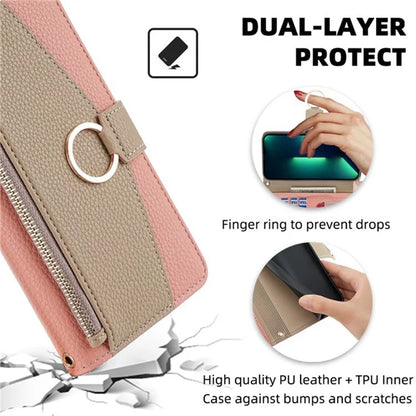 For Xiaomi Redmi Note 13 Pro+ 5G Crossbody Case Zipper Pocket Phone Cover with Makeup Mirror