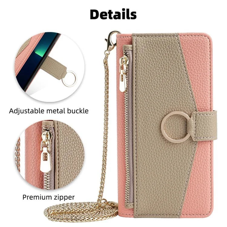For Xiaomi Redmi Note 13 Pro+ 5G Crossbody Case Zipper Pocket Phone Cover with Makeup Mirror