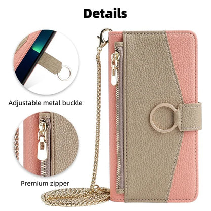 For Xiaomi Redmi Note 13 Pro+ 5G Crossbody Case Zipper Pocket Phone Cover with Makeup Mirror