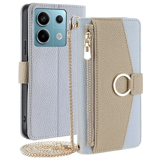 Crossbody Case for Xiaomi Redmi Note 13 Pro 5G / Poco X6 5G Zipper Pocket Phone Cover with Makeup Mirror