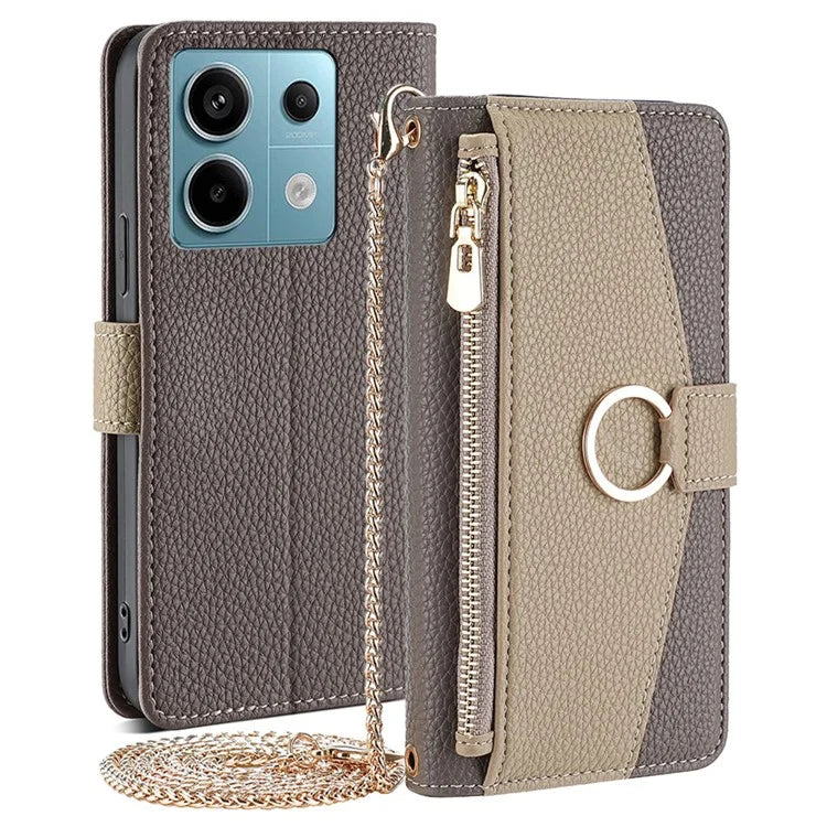 Crossbody Case for Xiaomi Redmi Note 13 Pro 5G / Poco X6 5G Zipper Pocket Phone Cover with Makeup Mirror