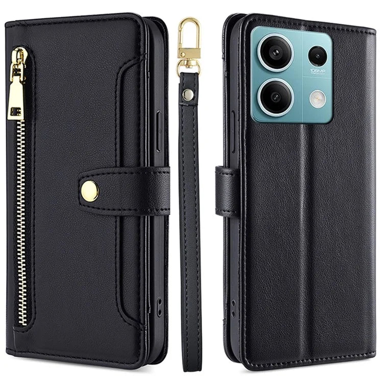 For Xiaomi Redmi Note 13 4G Cover Drop-proof Protection Leather Phone Case with 2 Straps