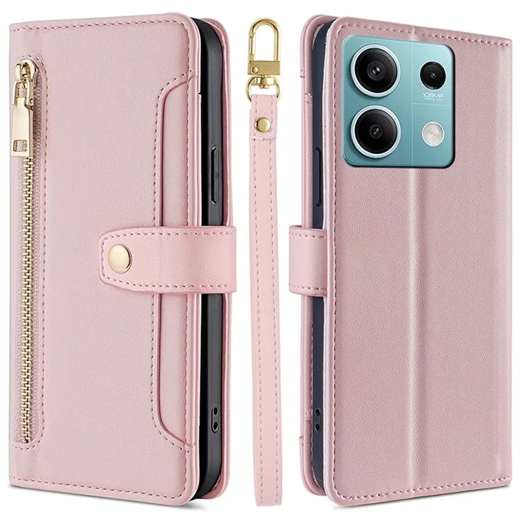 For Xiaomi Redmi Note 13 4G Cover Drop-proof Protection Leather Phone Case with 2 Straps