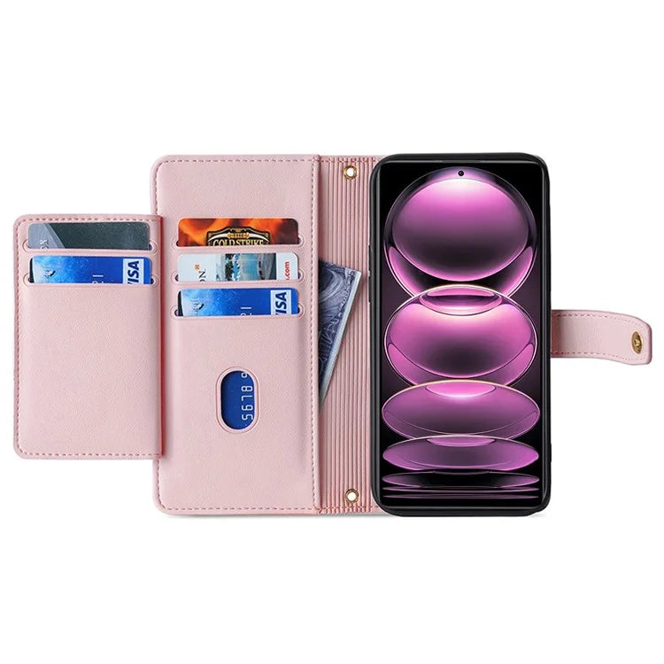 For Xiaomi Redmi Note 13 4G Cover Drop-proof Protection Leather Phone Case with 2 Straps